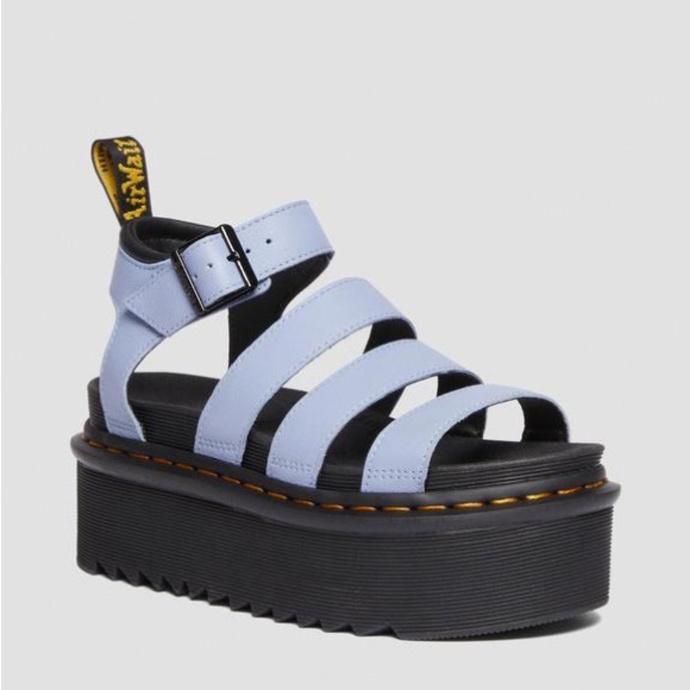 🦋NWOB DR MARTENS BLAIRE PISA LEATHER PLATFORM STRAP SANDALS BLUE Sz 6